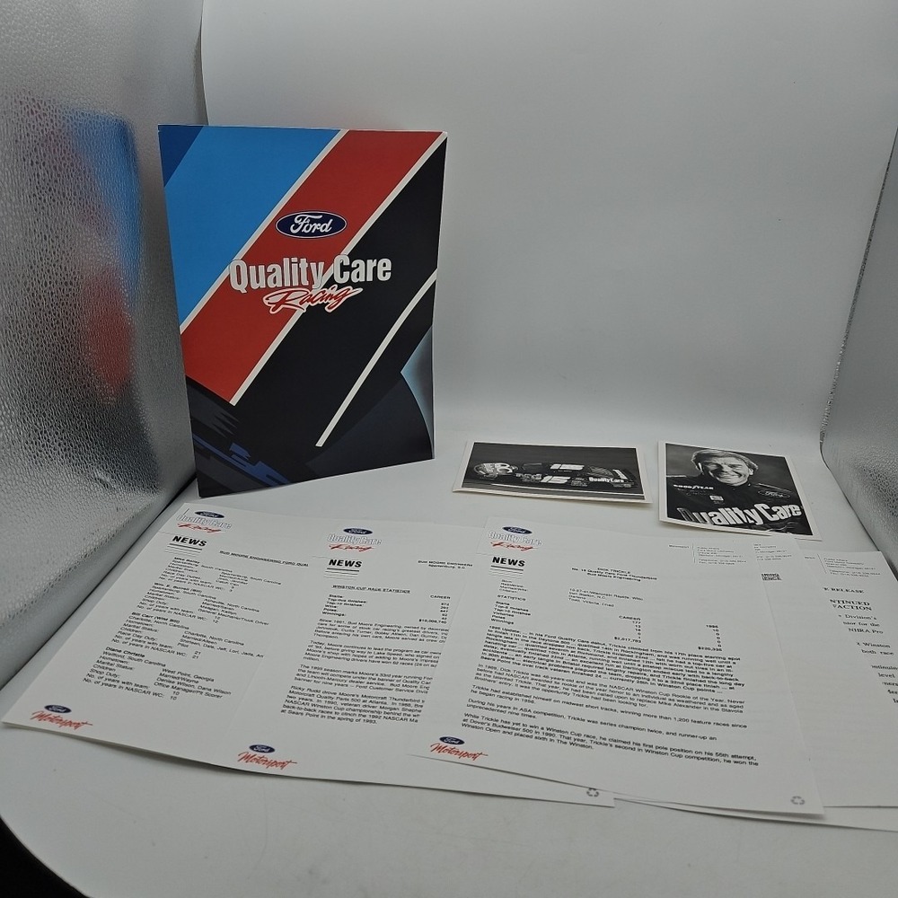 Vintage Dick Trickle Ford Quality Care Racing Press Kit Media Guide 1995 Nascar‎